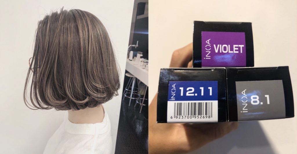 イノアカラー 人気の外国人風グレージュワンカールボブが可愛い